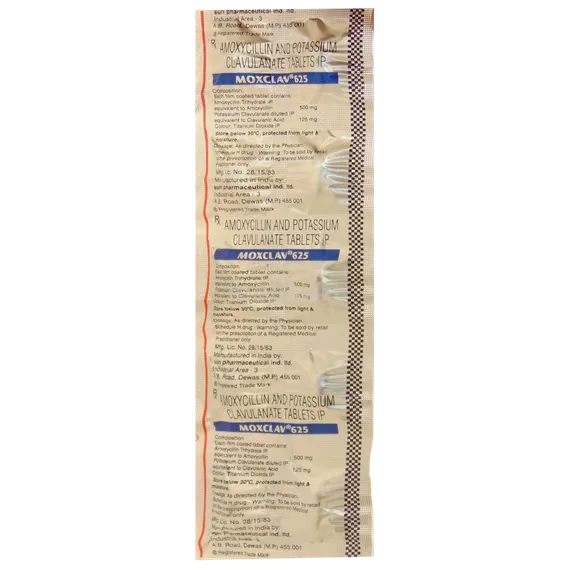 moxclav 625mg tablet 10's